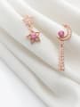 thumb 925 Sterling Silver With Rose Gold Plated Asymmetry Star Moon  Drop Earrings 3