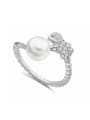 thumb Personalized Little AAA Zirconias-studded Sheep Imitation Pearl Alloy Ring 0