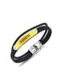 thumb Fashion Black Artificial Leather Woven Gold Plated Bracelet 0