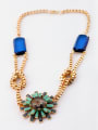 thumb Alloy Gold Plated Flower Semi-Precious Stones Necklace 0