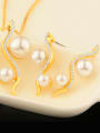 thumb 18K Artificial Pearls Rhinestones Two Pieces Jewelry Set 1