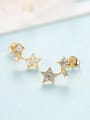 thumb 925 Sterling Silver With Gold Plated Simplistic Star Stud Earrings 3