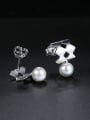 thumb Simple White Artificial Pearl 925 Sterling Silver Stud Earrings 1