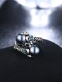thumb Personality Grey Artificial Pearl Antique Silver Plated Ring 2
