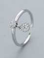 thumb Simple Cubic White Zirconias 925 Silver Opening Ring 0