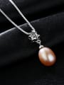 thumb Pure silver with AAA zircon flowers natural freshwater pearl necklace 2