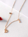 thumb Simple Letter I D Rhinestone Rose Gold Plated Necklace 2