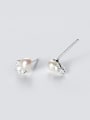 thumb Fashionable Leaf Shaped Artificial Pearl Silver Stud Earrings 0