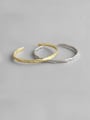 thumb 925 Sterling Silver With Smooth Simplistic Irregular Free Size Bangles 0
