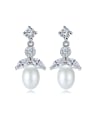 thumb Copper inlaid AAA zircon imitation pearl exquisite ear studs 0