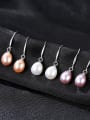thumb 925 Sterling Silver With  Artificial Pearl  Simplistic Oval Hook Earrings 2