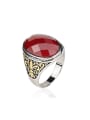 thumb Retro Oval Resin stone Double Color Plated Alloy Ring 0