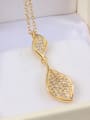 thumb Elegant 18K Gold Plated Double Leaf Design Zircon Necklace 1