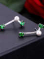 thumb Temperaments Simple Shining Zircons Pearls Stud Earrings 2