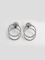 thumb Simple Double Hollow Round Silver Stud Earrings 0