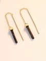thumb 925 Sterling Silver With Black cockroach  Simplistic Fringe Threader Earrings 1