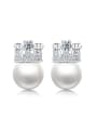 thumb Fashion Little Shiny Crown Imitation Pearl Stud Earrings 0