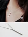 thumb Sterling Silver simple geometric Square Silver Necklace 1