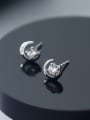 thumb 925 Sterling Silver With Silver Plated Cute Moon Stud Earrings 2
