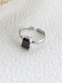 thumb 925 Sterling Silver With Platinum Plated Simplistic Square Solitaire Rings 0