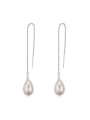 thumb Simple Water Drop White Imitation Pearl Alloy Line Earrings 0