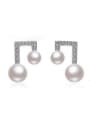 thumb Fashion Music Symbol Freshwater Pearl Stud drop earring 0