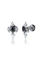 thumb Personalized Black Rhinestones Cross Titanium Stud Earrings 0