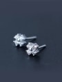 thumb S925 Silver  Fashion Sweet Full zircon Flowers Stud cuff earring 0