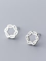 thumb 925 Sterling Silver With Platinum Plated Simplistic Flower Stud Earrings 2