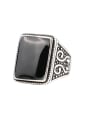 thumb Retro style Black Resin stone Enamel Alloy Ring 0