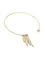 thumb Alloy Artificial Pearl Tassels Necklace 1