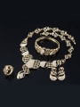 thumb Alloy Imitation-gold Plated Vintage style Hollow Flower CZ Four Pieces Jewelry Set 1