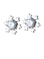 thumb 925 Sterling Silver With Platinum Plated Simplistic Snowflake Stud Earrings 0