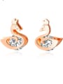 thumb Stainless Steel With Rose Gold Plated Cute cygnus Stud Earrings 0