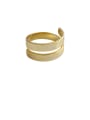 thumb 925 Sterling Silver With Gold Plated Simplistic   Double Layer Smooth Free Size Rings 0