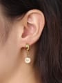 thumb Trendy Gold Plated Artificial Pearl Titanium Drop Earrings 1