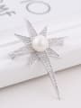 thumb Fashion Imitation Pearl Cubic Zirconias Star Brooch 1