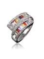 thumb Colorful White Gold Plated Geometric Zircon Ring 0
