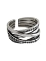 thumb 925 Sterling Silver With Antique Silver Plated Vintage Multi-layer line  free size Rings 0