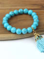 thumb Bohemia Style Blue Turquoise Beaded Tassel Bracelet 1