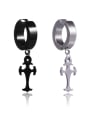 thumb Stainless Steel With Black Gun Plated Trendy Cross Clip On Earrings 0