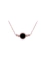 thumb Personality Woman 18K Rose Gold Black Round Shaped Titanium Necklace 0