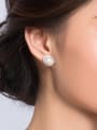 thumb Freshwater Pearl Hollow Flower-shaped stud Earring 1