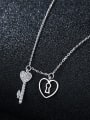 thumb 925 Sterling Silver With Platinum Plated Simplistic Heart Necklaces 1
