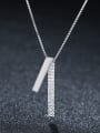 thumb 925 Sterling Silver With Platinum Plated Simplistic Strip Shape Necklaces 0