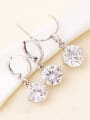 thumb Copper Alloy White Gold Plated Fashion Round Zircon Two Pieces Jewelry Set 3