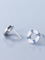 thumb 925 Sterling Silver With Silver Plated Ocean Wind Round Hollow Stud Earrings 1