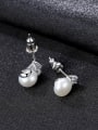 thumb Sterling Silver classic natural pearl zircon Stud Earrings 4