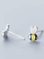 thumb 925 Sterling Silver With Silver Plated Cute Bee Stud Earrings 3