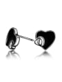 thumb Tiny Black Heart Tiny Zirconias 925 Silver Stud Earrings 0